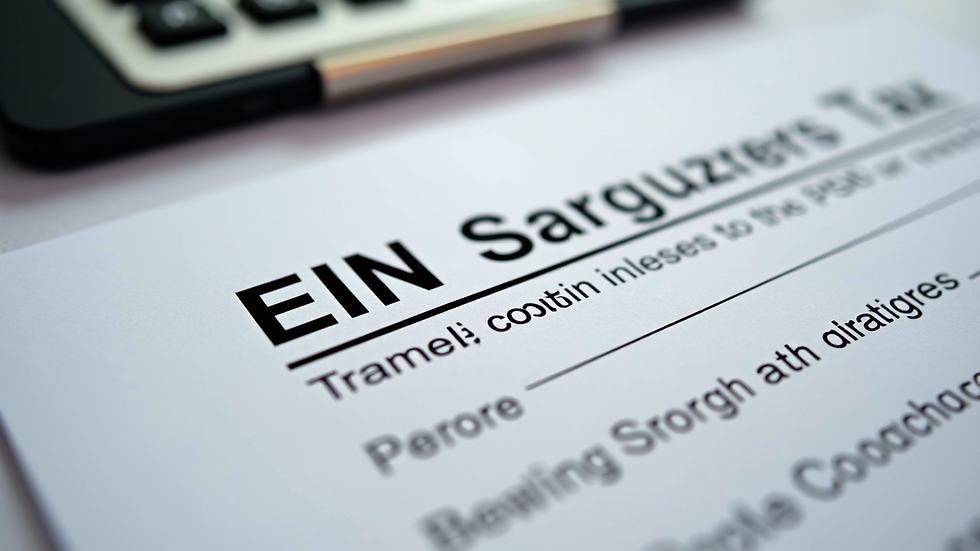 Close-up view of a business tax form with an EIN number highlighted