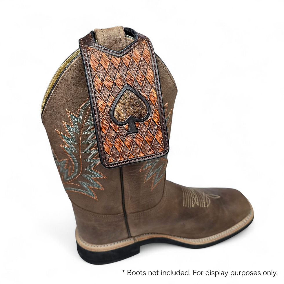 Thumbnail: Tooled Basket Weave Ace of Spades Western Boot Wallet