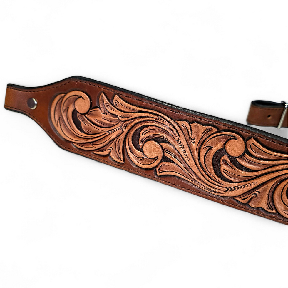 Thumbnail: Tooled Leather Adjustable Rifle Sling