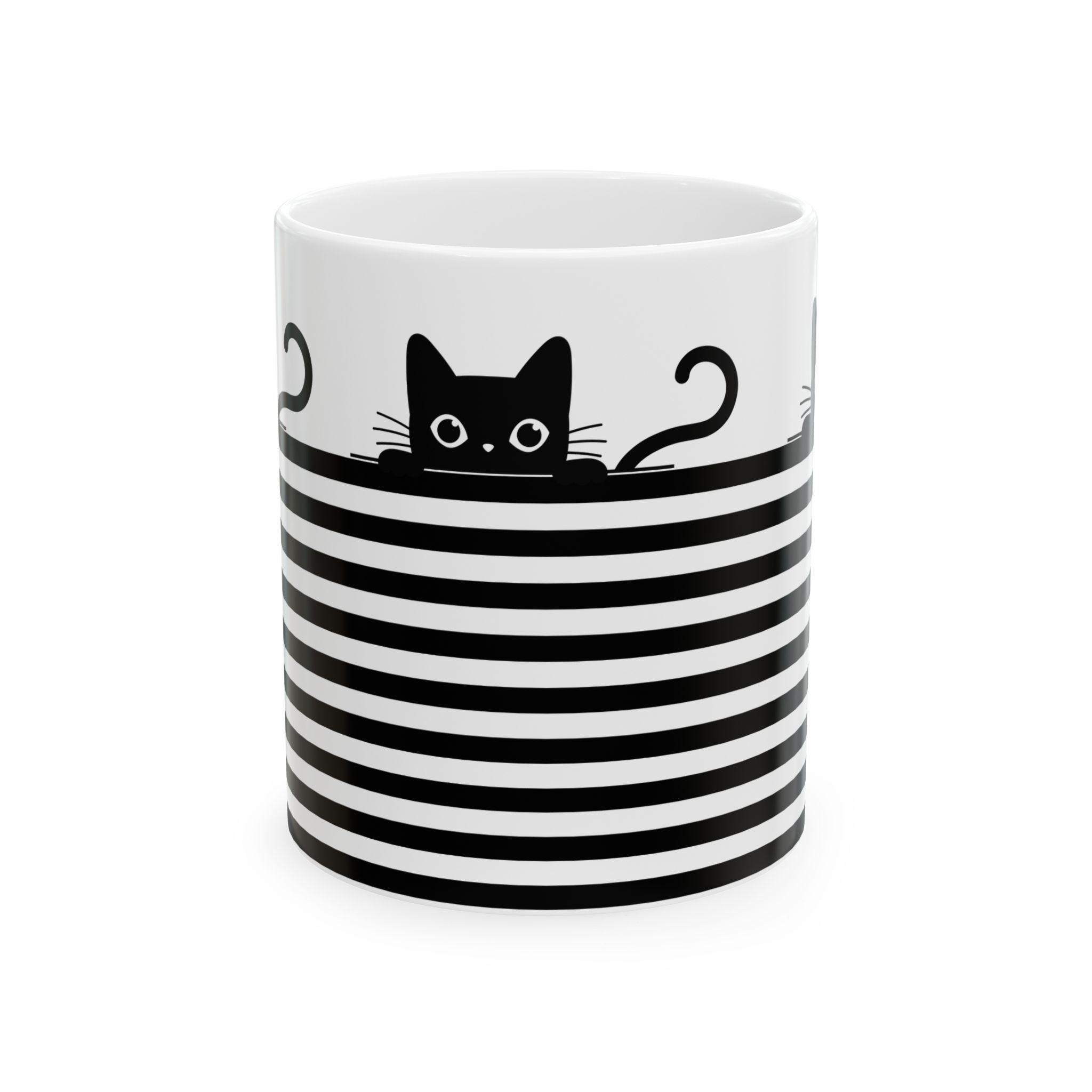 Black Cat Peekaboo Ceramic Mug, Cat Lover Gift, Kitty Coffee Cup