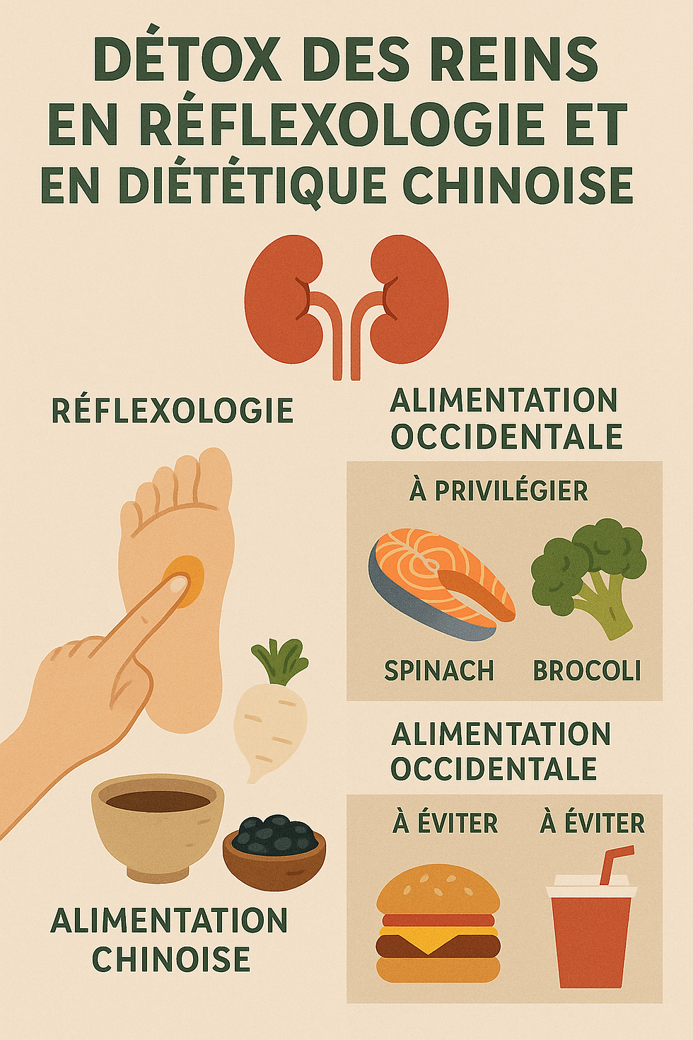 Détox des reins : l’approche croisée de la réflexologie et de la diététique chinoise