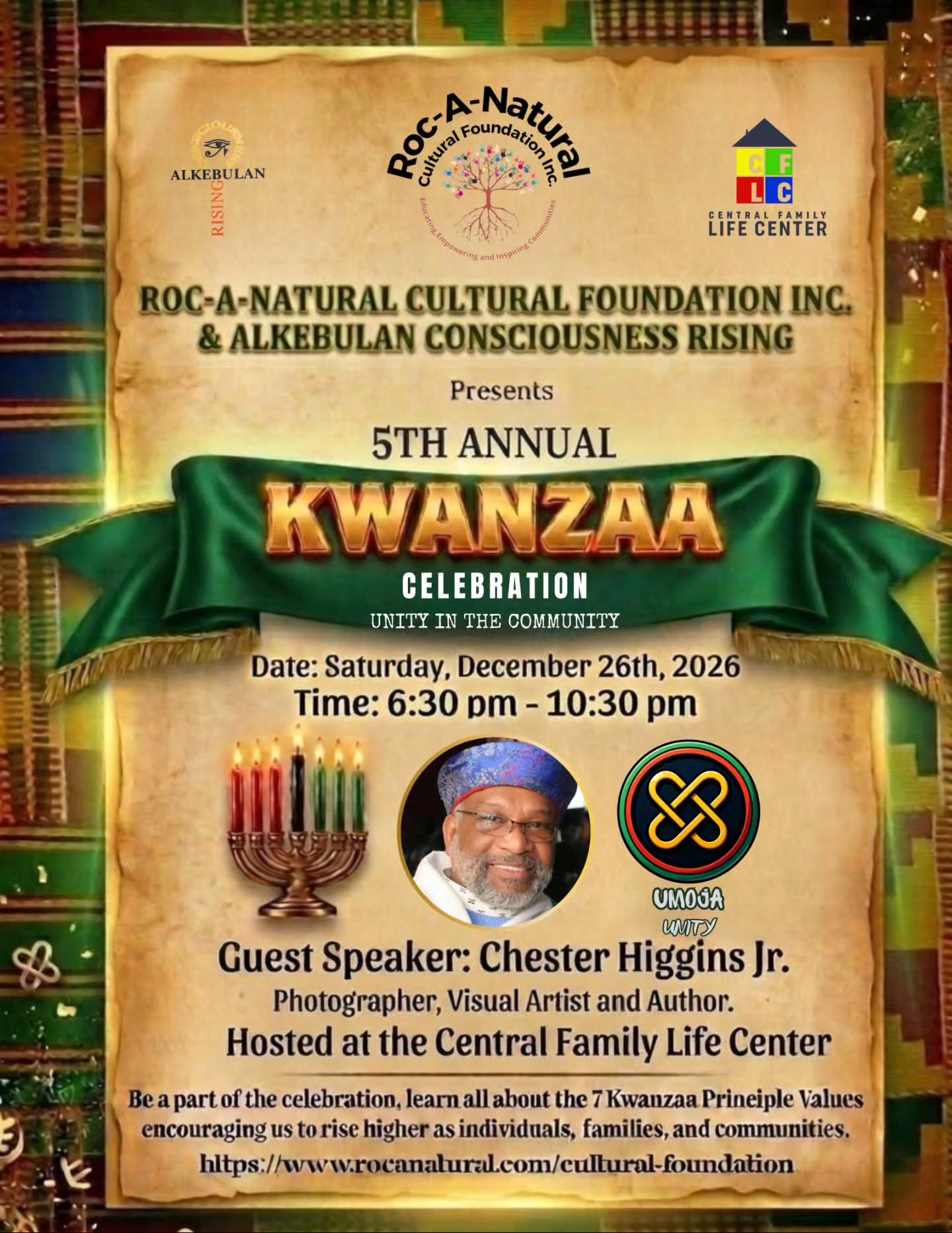 Welcome Chester Higgins at the 5th Annual Kwanzaa Celebration! Unity In The Community!