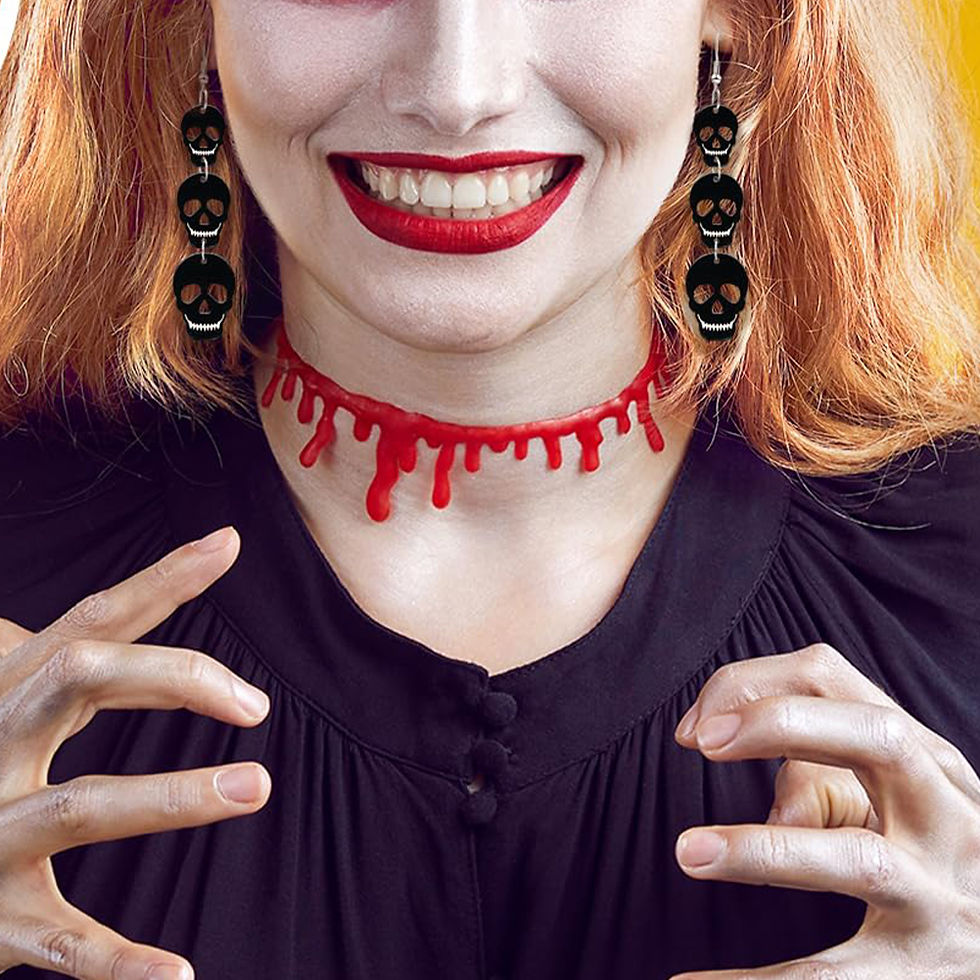 Miniatura: Halloween Skull Bat Drop Dangle Earrings Multi-Layered Bat Stacking Earrings Dan