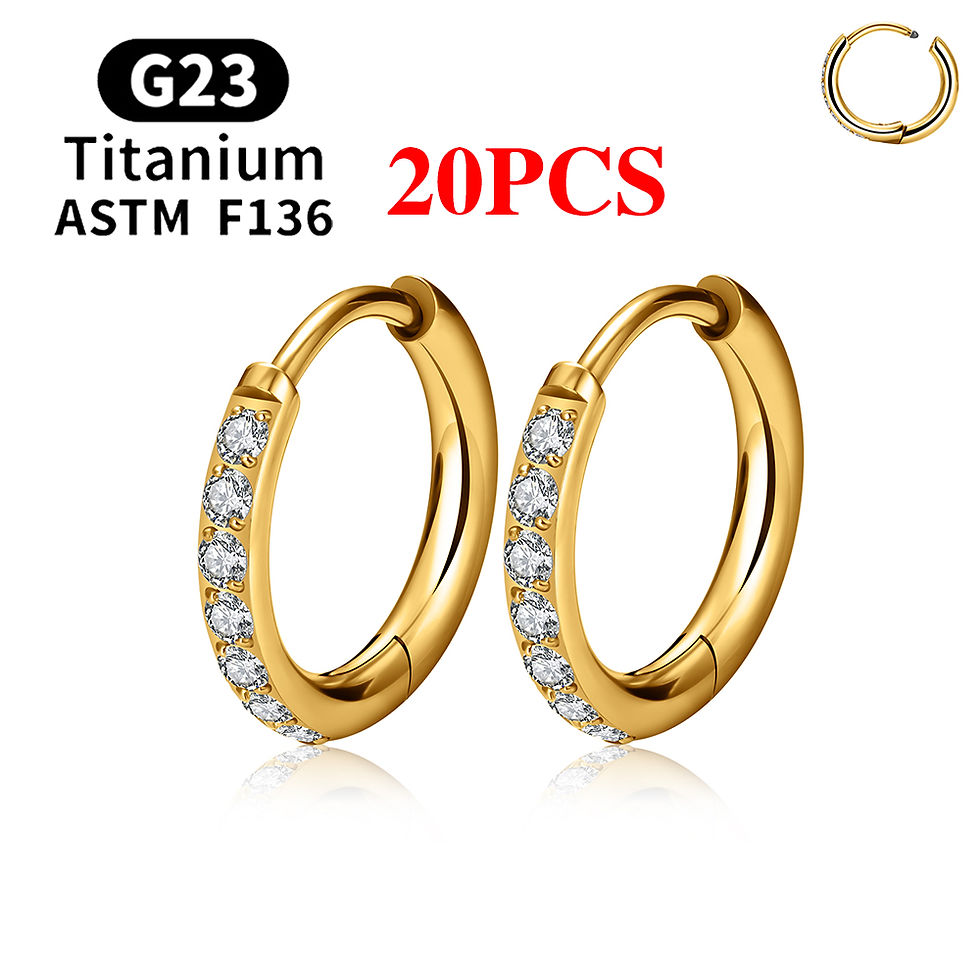Miniatura: 2/20PCS G23 Titanium Earring Hoop CZ Hinged Segment Round Nose Ring for Women Ea