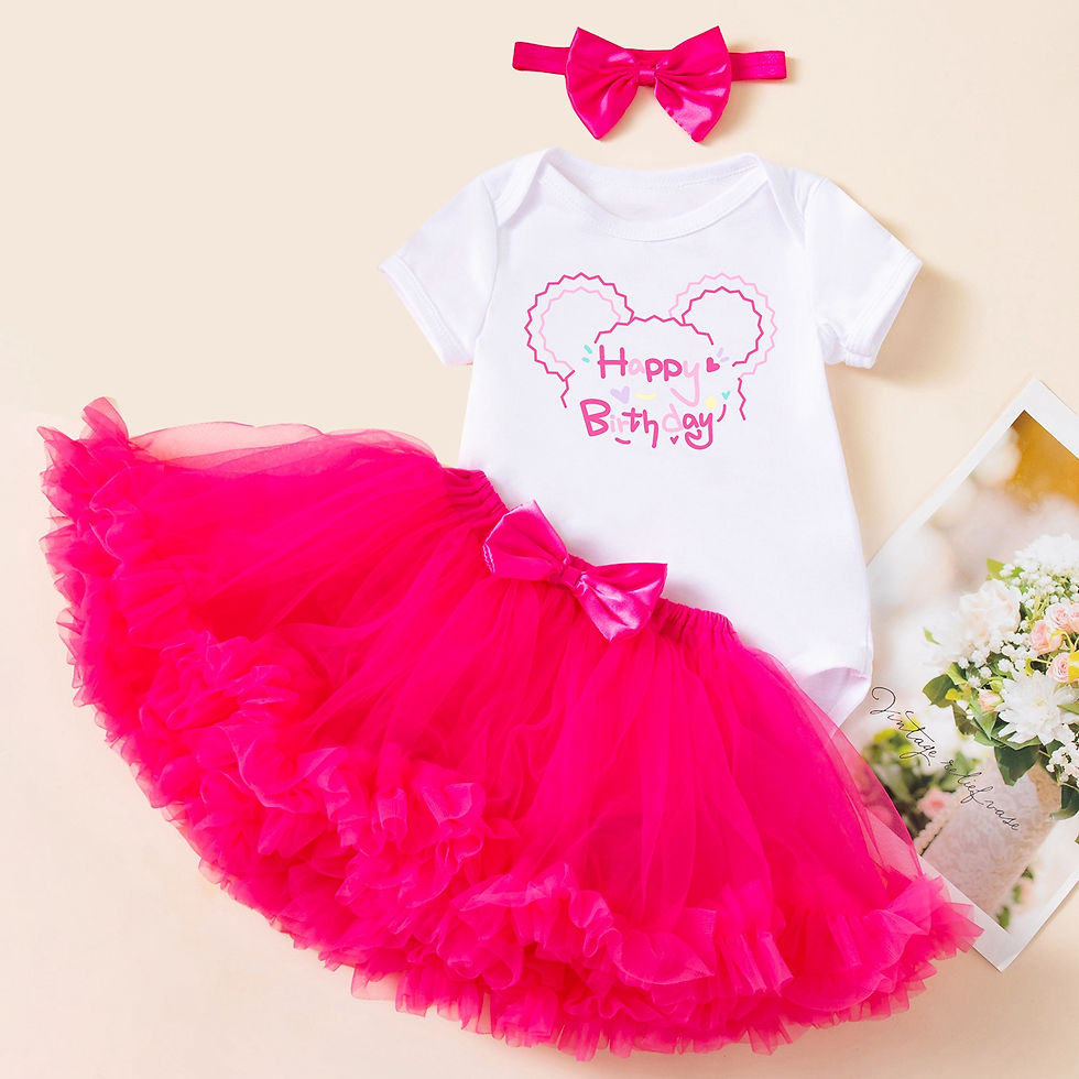 Miniatura: Baby Girl 1st Birthday Outfit First Bodysuit Tulle Tutu Skirt Headband Princess 