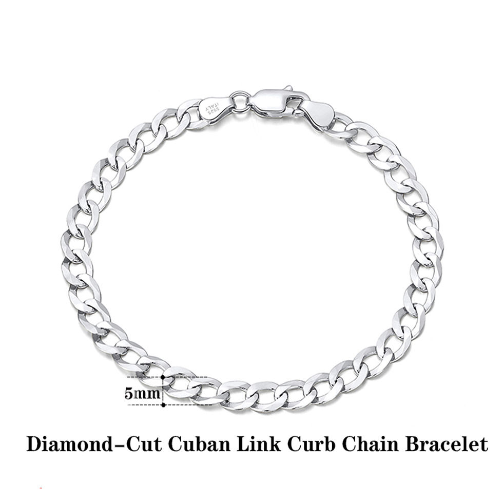 Miniatura: Rinntin 18K Gold Over 925 Sterling Silver 3mm/5mm Italian Diamond Cut Cuban Link
