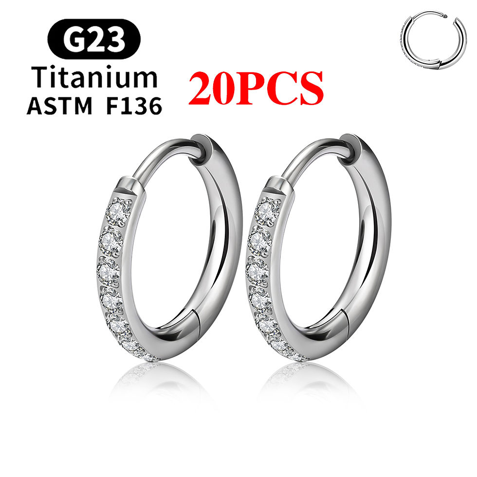 Miniatura: 2/20PCS G23 Titanium Earring Hoop CZ Hinged Segment Round Nose Ring for Women Ea