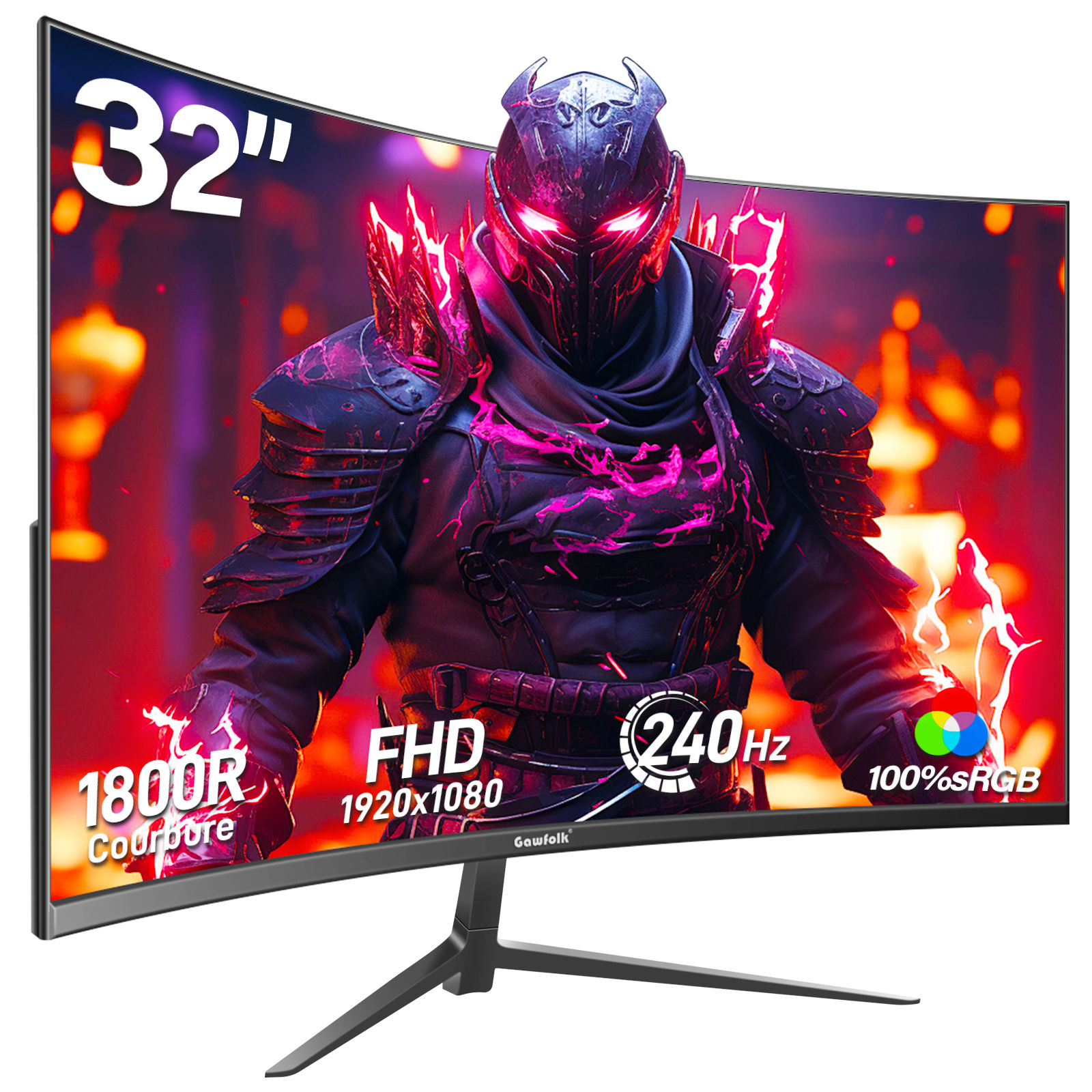 Gawfolk 32 Inch Ultrawide Curved Gaming Monitor, 1800R Curvature 240hz UWQHD, Cu