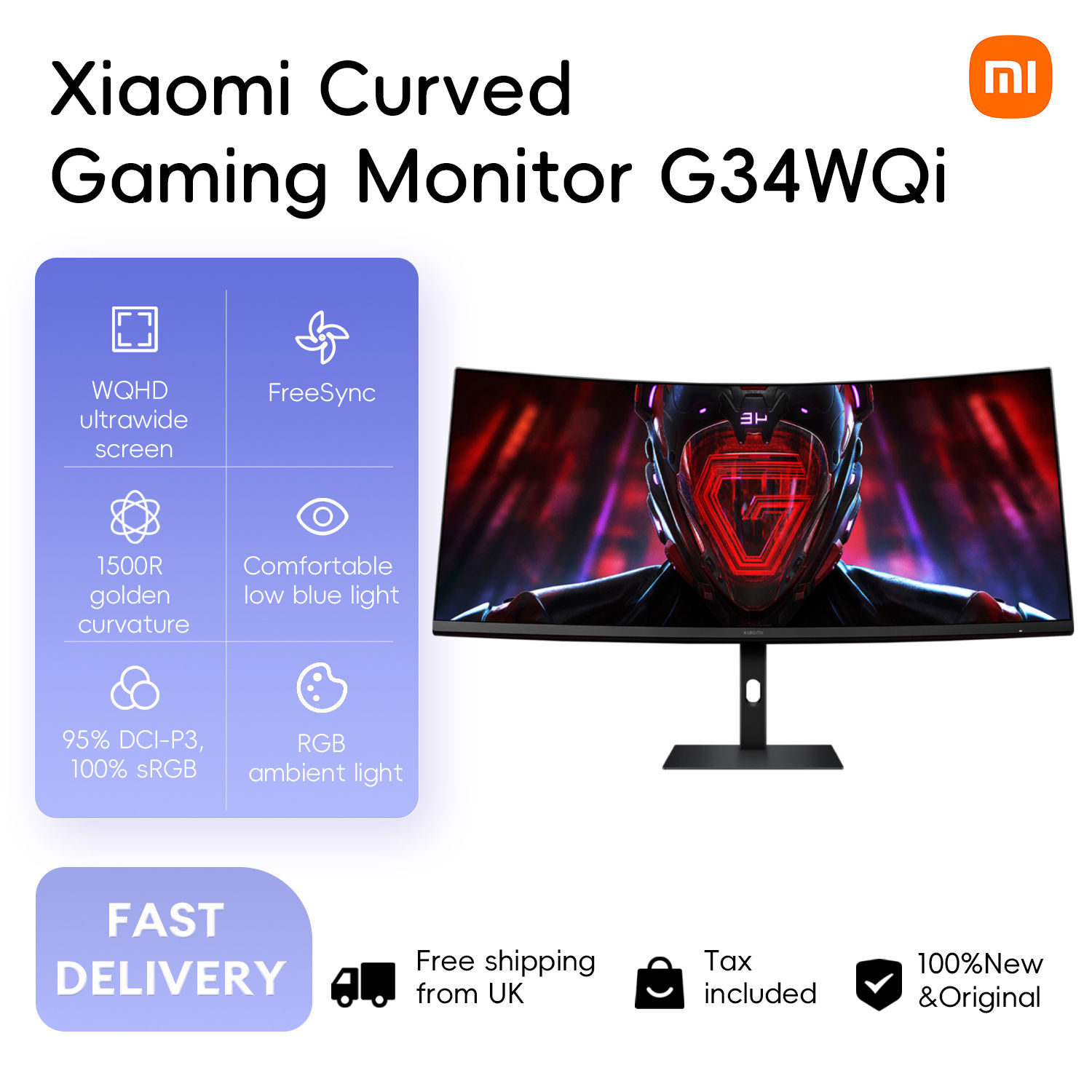 Xiaomi Curved Gaming Monitor G34WQi 34" 180Hz 1ms 3440x1440 1500R DC Dimming Cur