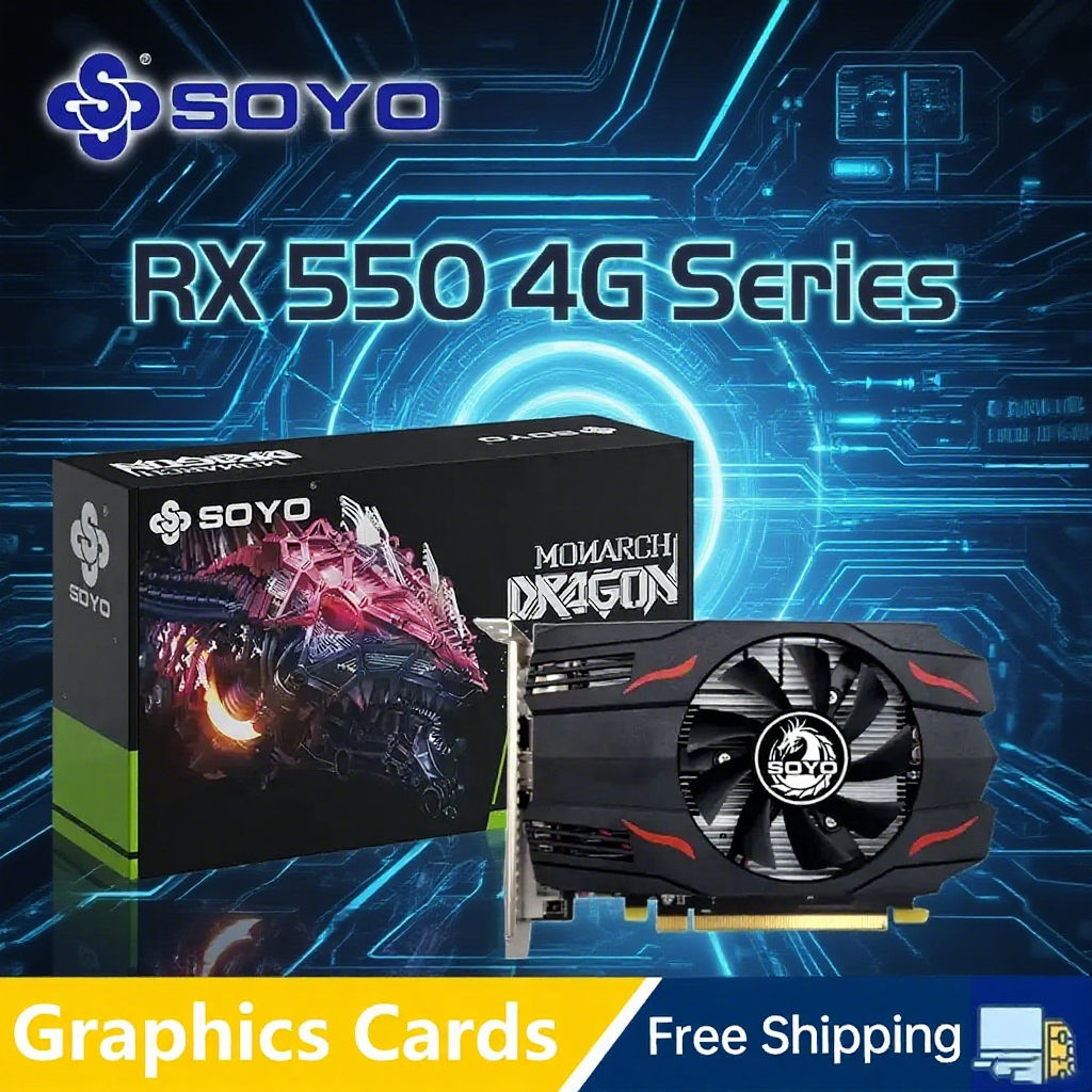 SOYO AMD GPU Radeon RX 550 4G GPU RX 580 GDDR5 Computer components PC Gaming Vid