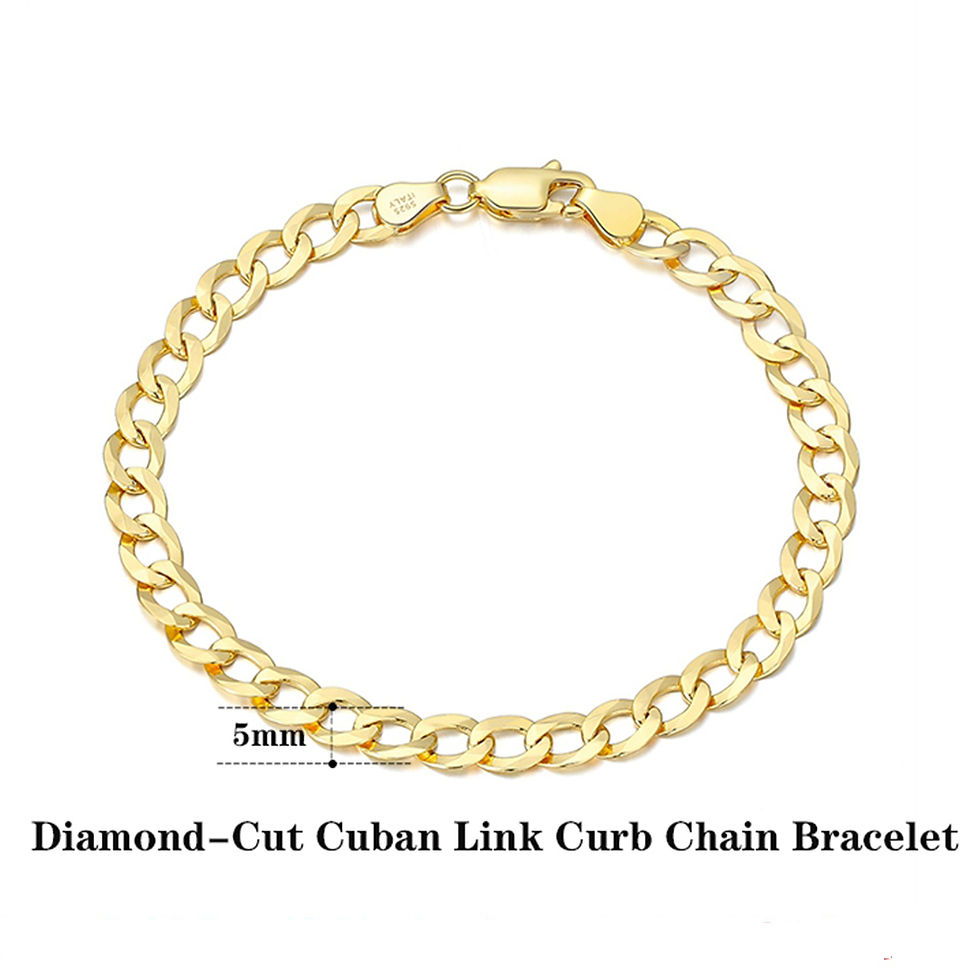 Miniatura: Rinntin 18K Gold Over 925 Sterling Silver 3mm/5mm Italian Diamond Cut Cuban Link