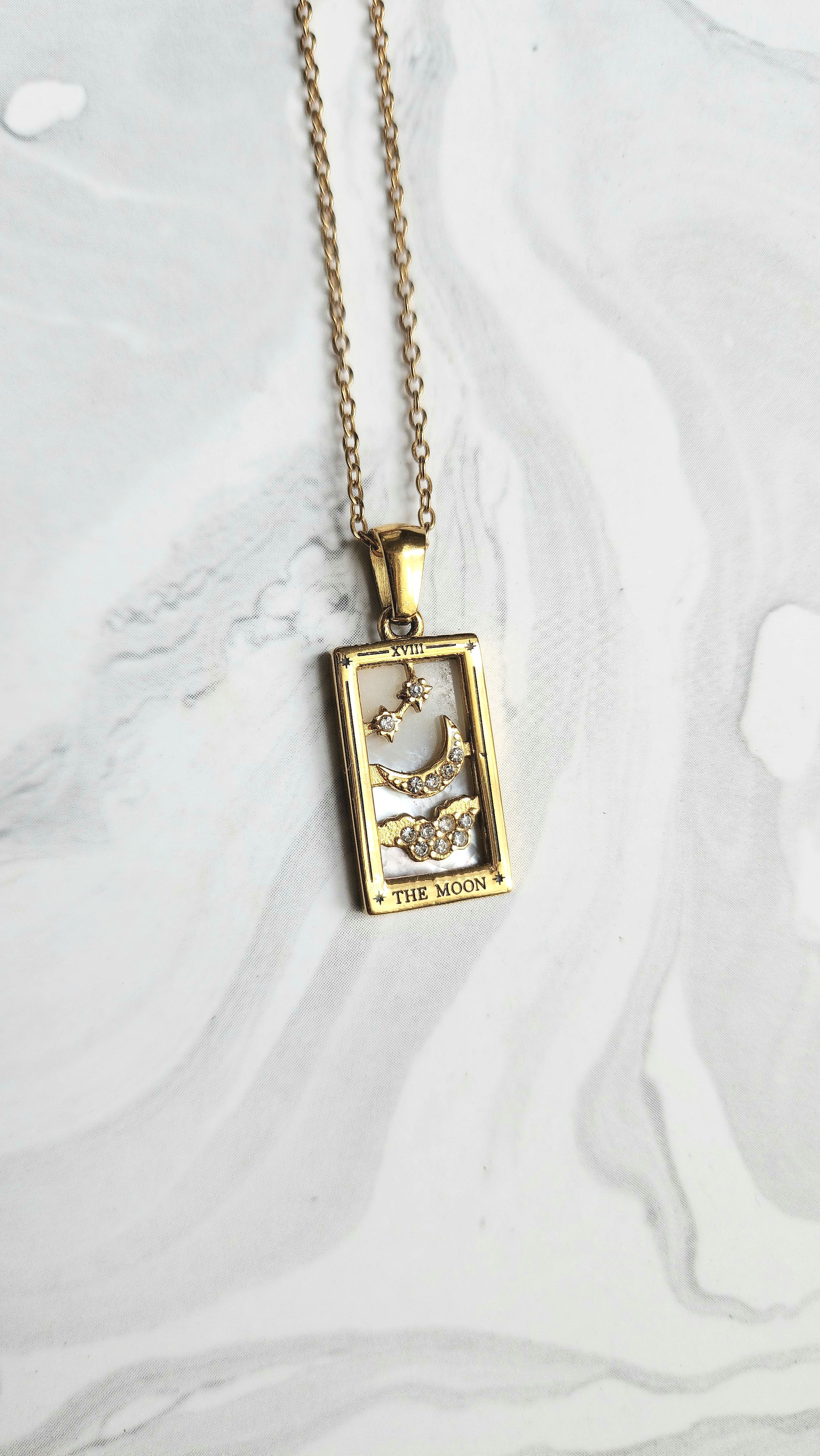 Waterproof The Moon Tarot Necklace