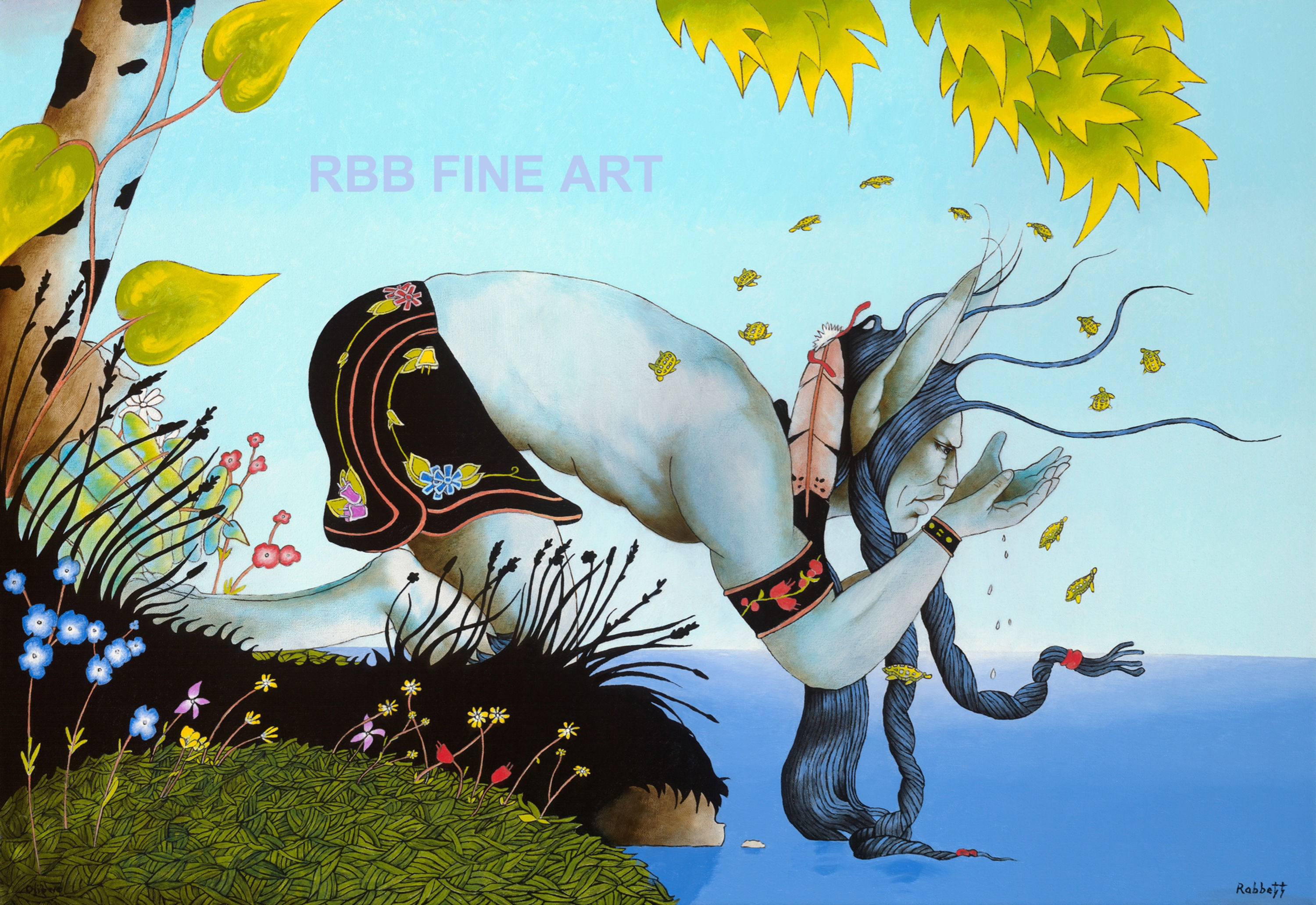 "Nanaboozhoo getting Niibi" Rabbett Strickland