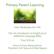 Primary Parent Learning | An Introduction to English as an Additional Language - 14th December