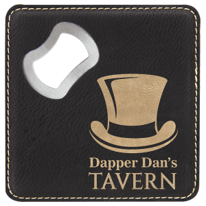 4" x 4" Square Leatherette Coaster with Bottle Opener