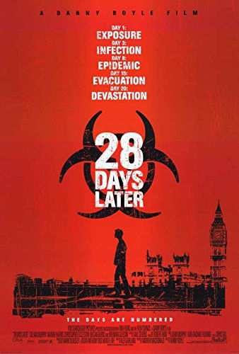 Film poster for '28 Days Later' (2002).