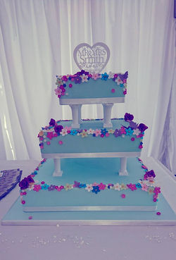 3 tier floral wedding cake