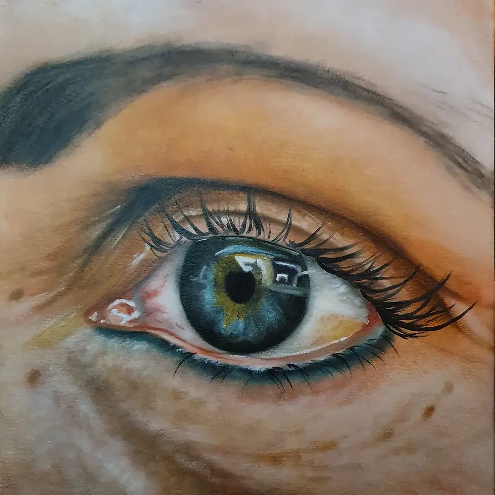 Thumbnail: Handpainted eye on wood 20x20cm 