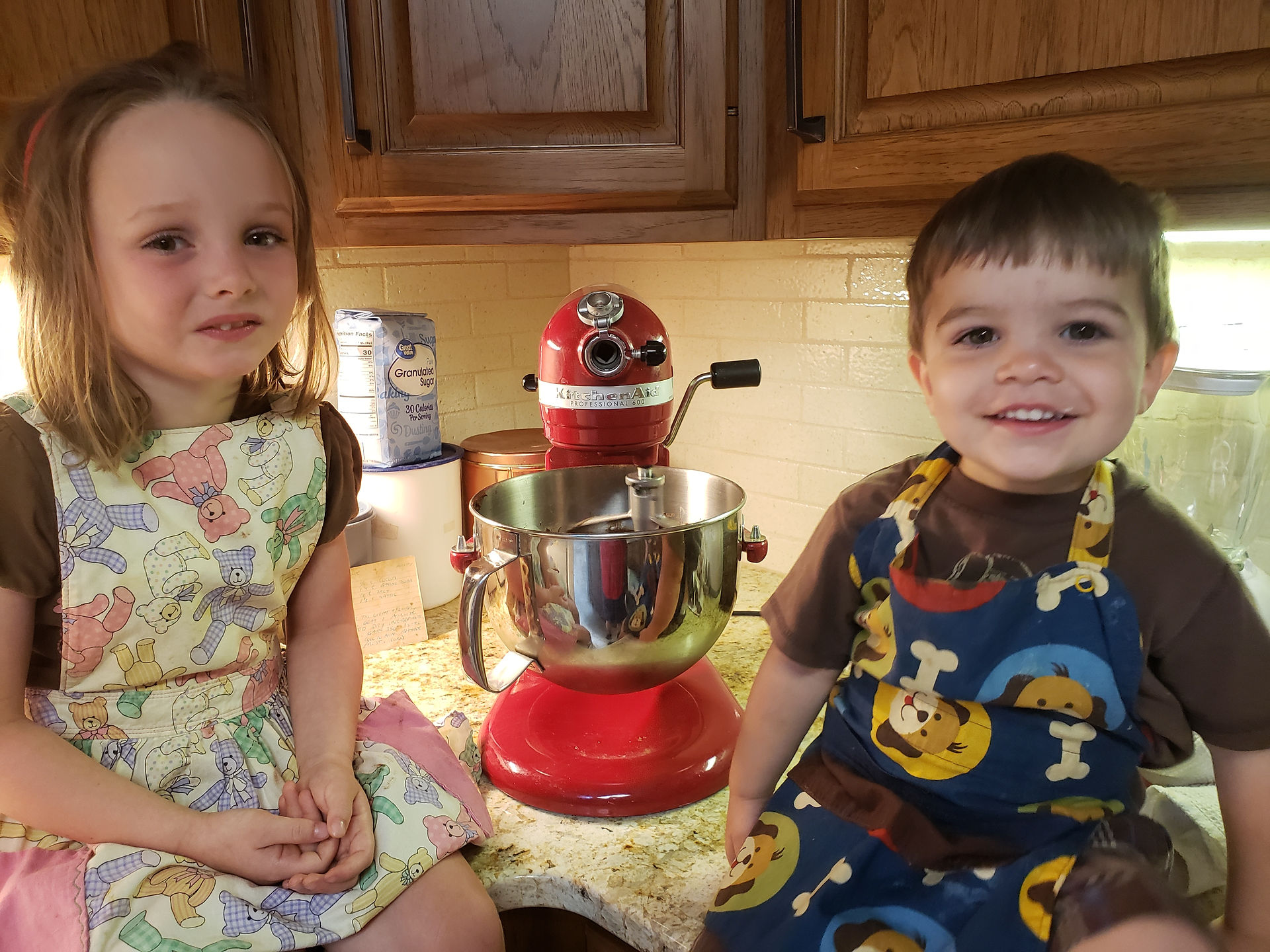 Callie & Ezra cooking w/ Nana