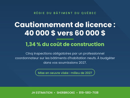 Cautionnement à 60 000$ et cinq inspections obligatoires