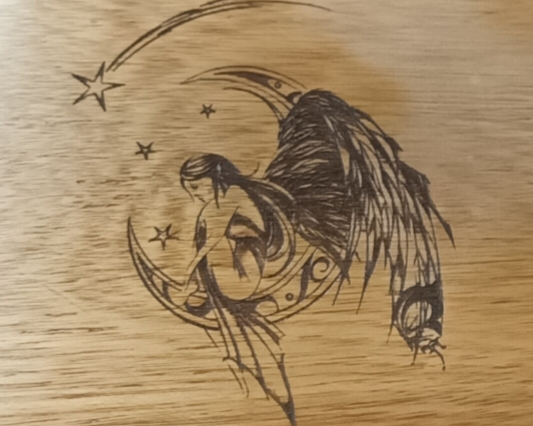 Thumbnail: hand crafted beech keepsake box features a delicate fairy engraved lid