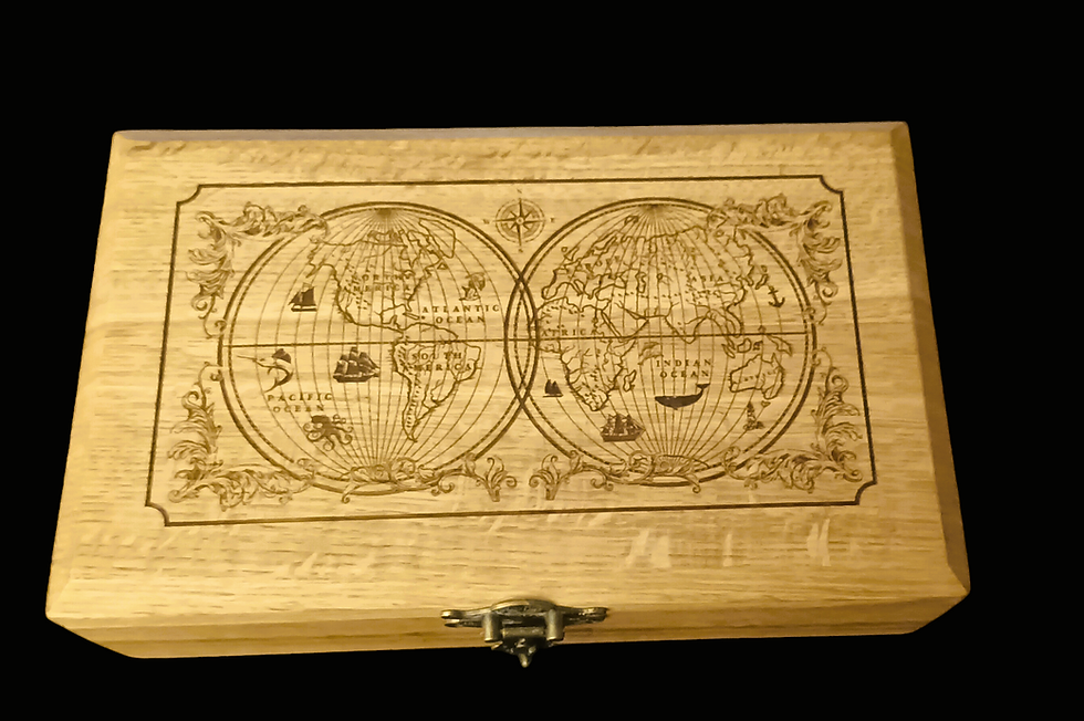 Thumbnail: solid oak  (world map) keepsake box