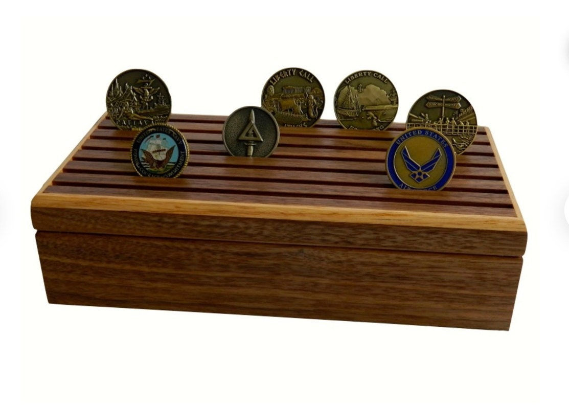 Military Challenge Coin Display Box, Personalized Coin Holder