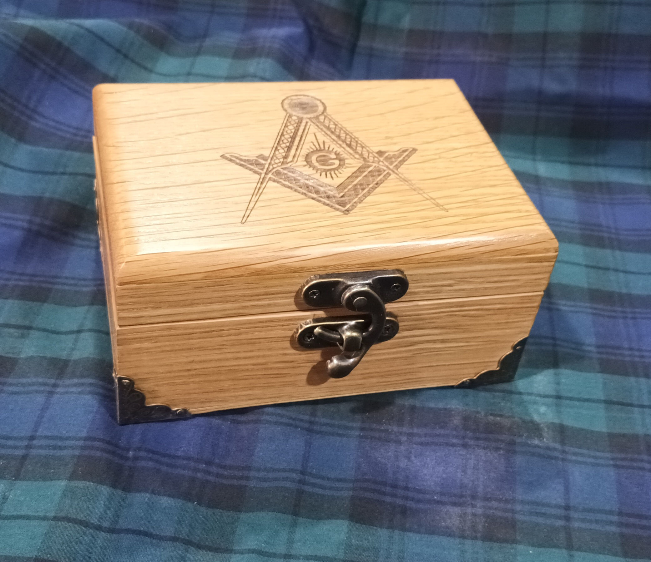 Small solid Oak Masonic Keepsake Box