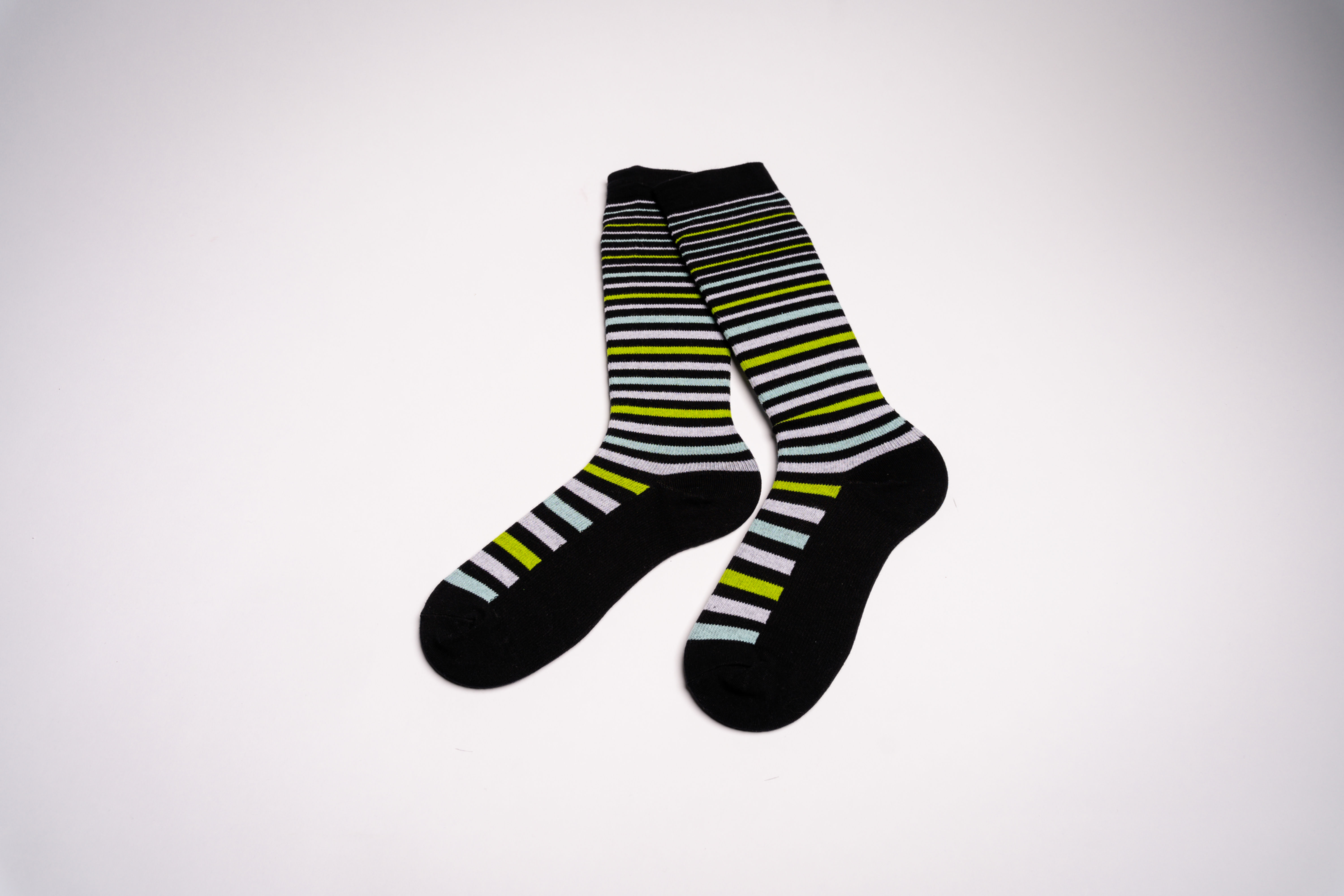Black, Green, and Teal Stripes Compression Socks