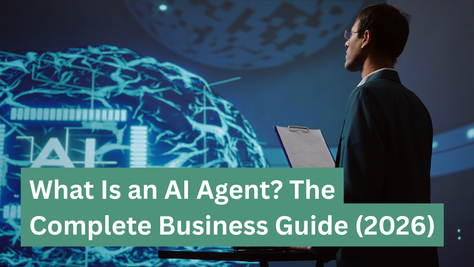 Illustration of an AI agent helping businesses automate customer support, sales, and business operations.