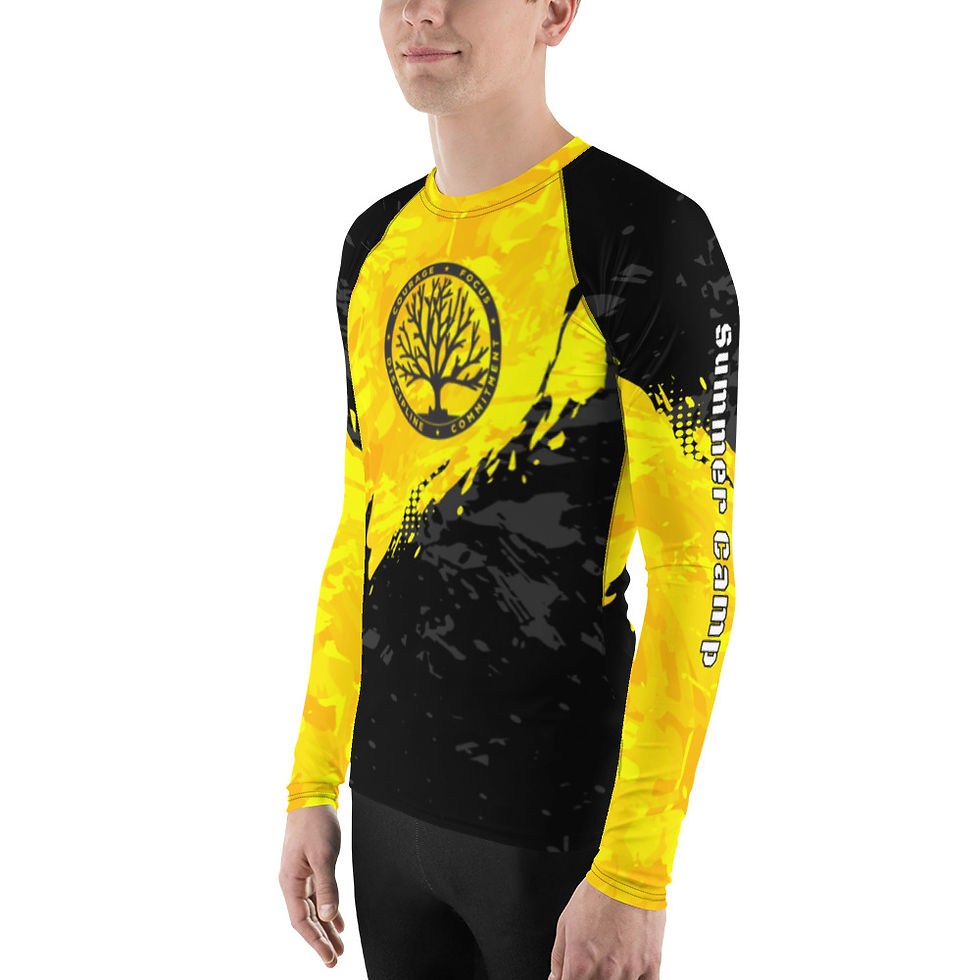 Thumbnail: Men's Rash Guard Adventure Summer Camp Text Down Arms