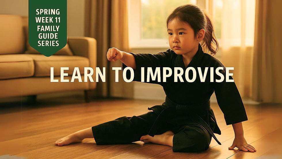 A young martial arts student in a black uniform at home in a thoughtful posture while focused on her goals – symbolizing creative problem-solving.