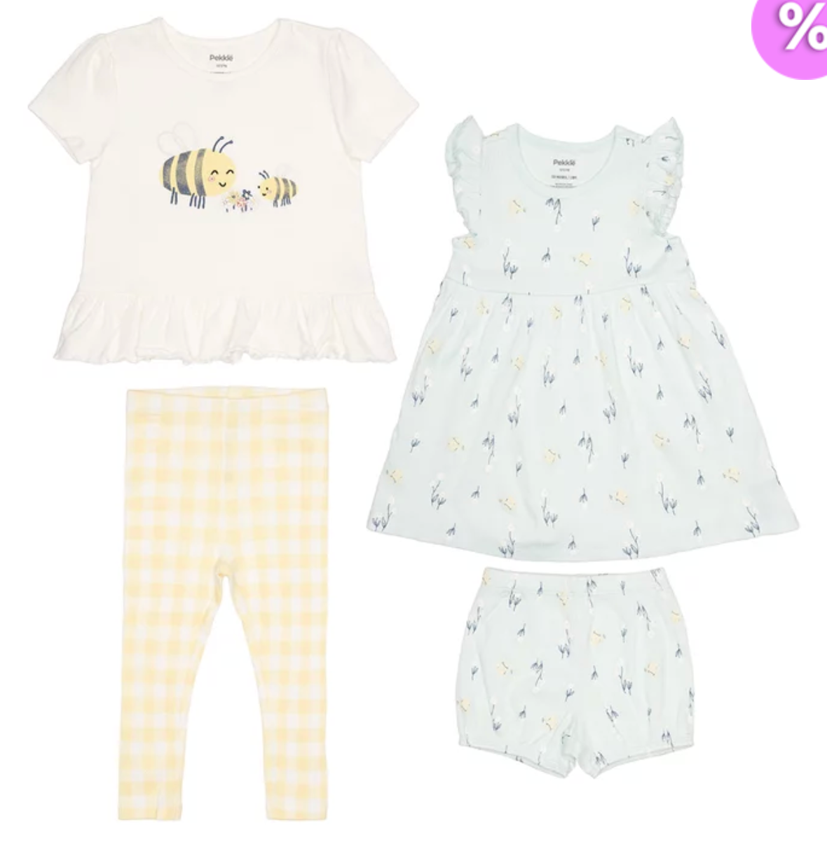 Pekkle | Conjunto para niña 100% algodón | 4 pzas. | Talla 18M
