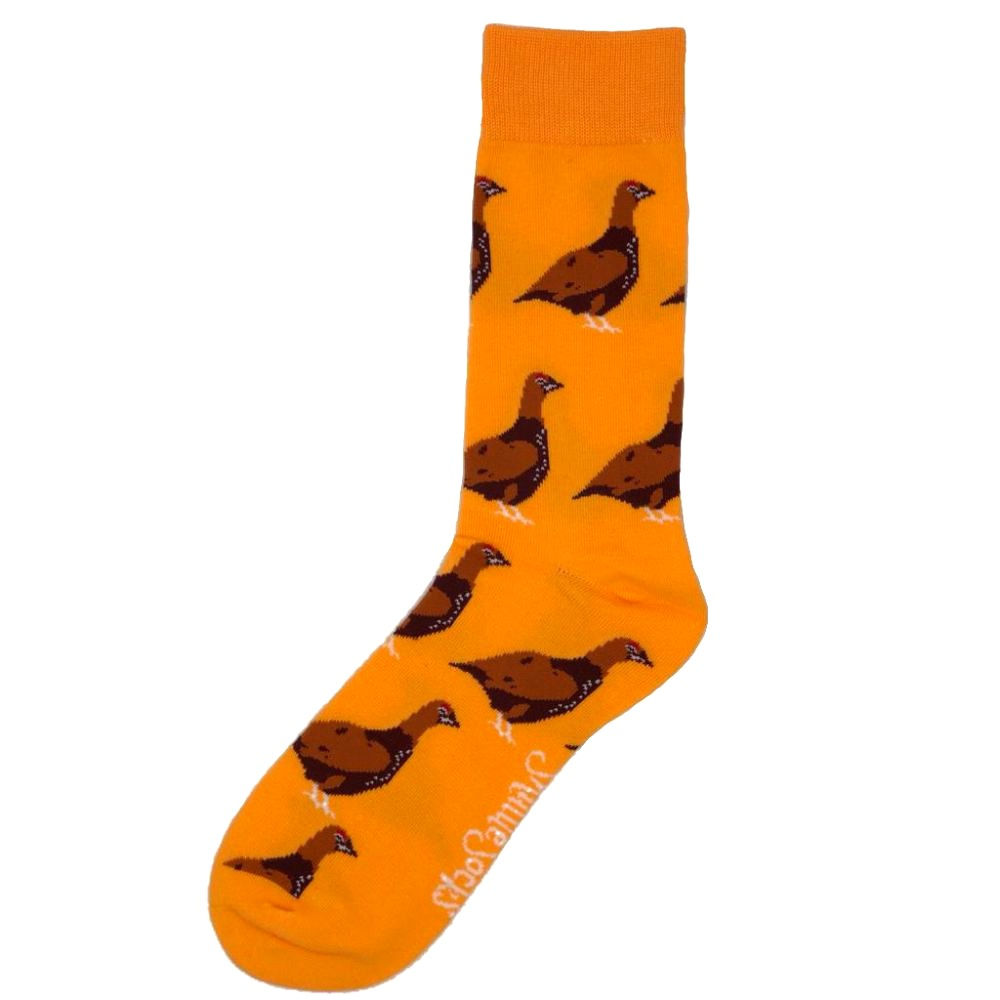 Shuttlesocks Orange Standing Grouse Crew Socks