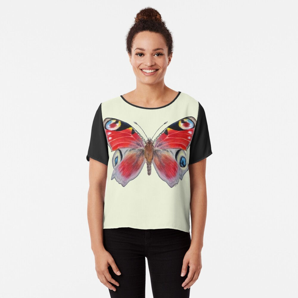 Peacock Butterfly Chiffon Top