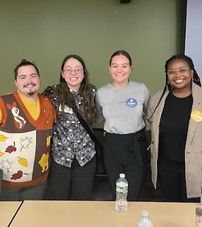 Ev with a co-panelist, Rachel, and two moderators at The Philly Autism Project's Annual Conference