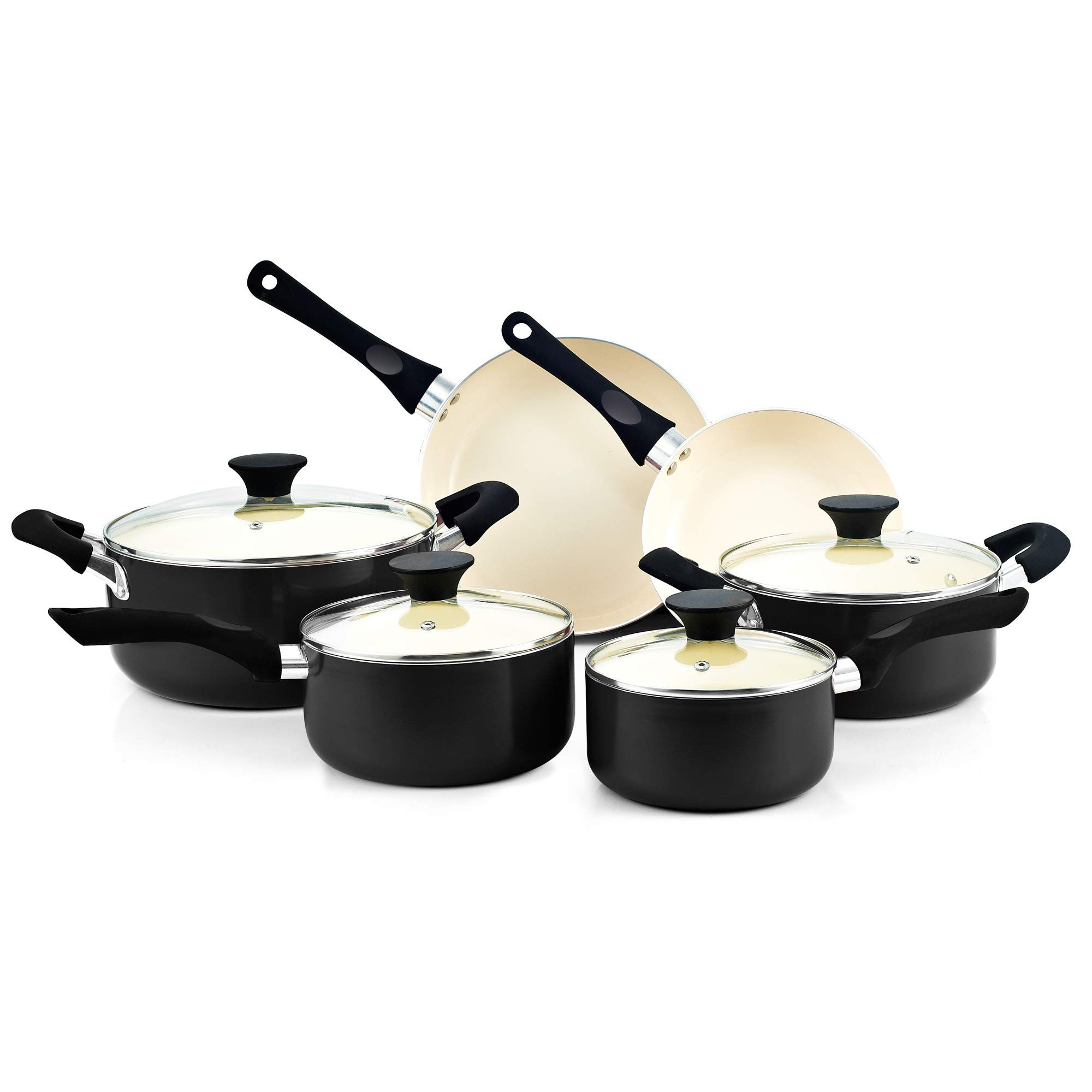 Cook N Home Pots And Pans Set Nonstick 10 Piece Ceramic Cookware Sets Kitchen No