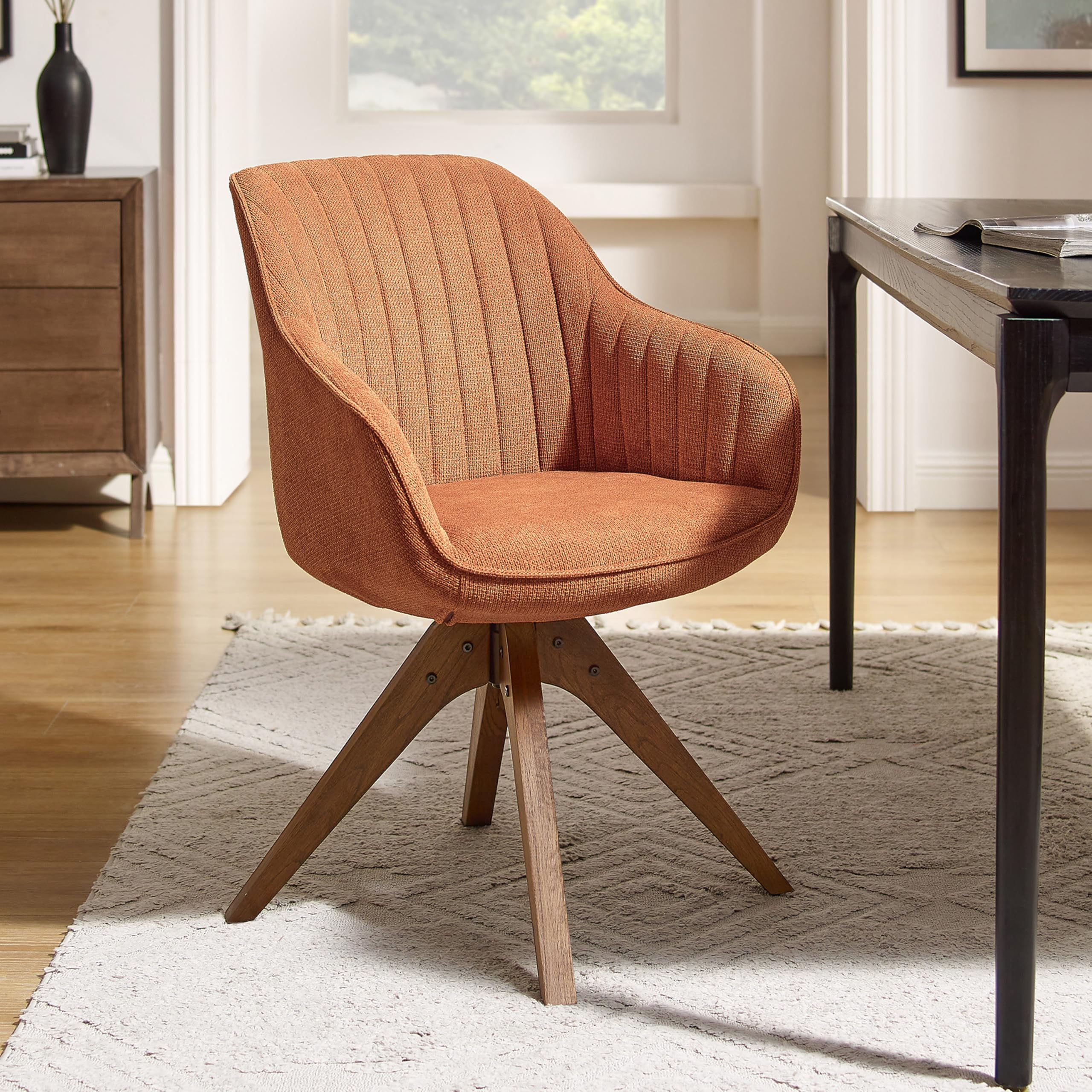 Art Leon Desk Chair No Wheels Mid Century Modern Office Chair Swivel Accent Chai