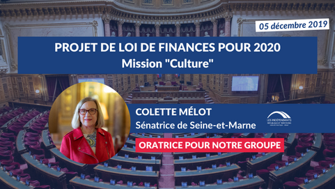 Colette MELOT : PJL de Finances pour 2020 - Culture