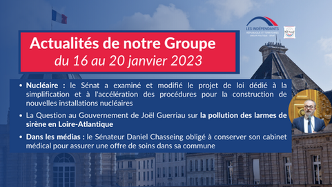 Actualités de notre Groupe : 16 au 20 janvier 2023