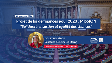 Colette MÉLOT : PLF 2023 - Mission "Solidarité, insertion et égalité des chances"