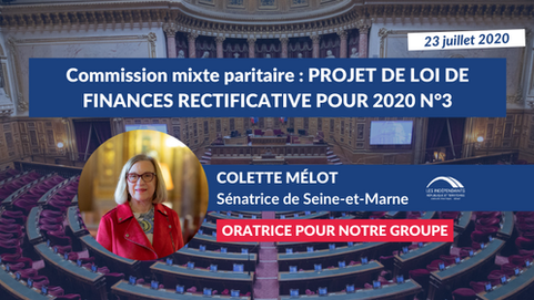 Colette MELOT : Conclusions de la CMP sur le PJL de finances rectificative pour 2020 (3)