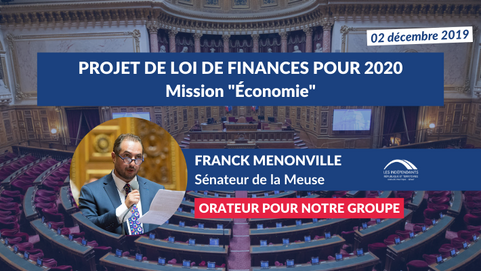 Franck MENONVILLE : PJL de Finances pour 2020 - Economie
