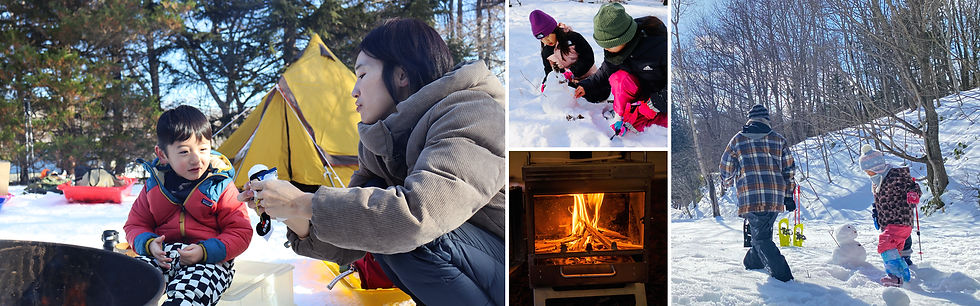 Cozy Tent Family Winter Adventure Family winter adventure at adex Forest: snowshoeing, sledding, campfires, and cozy hot drin