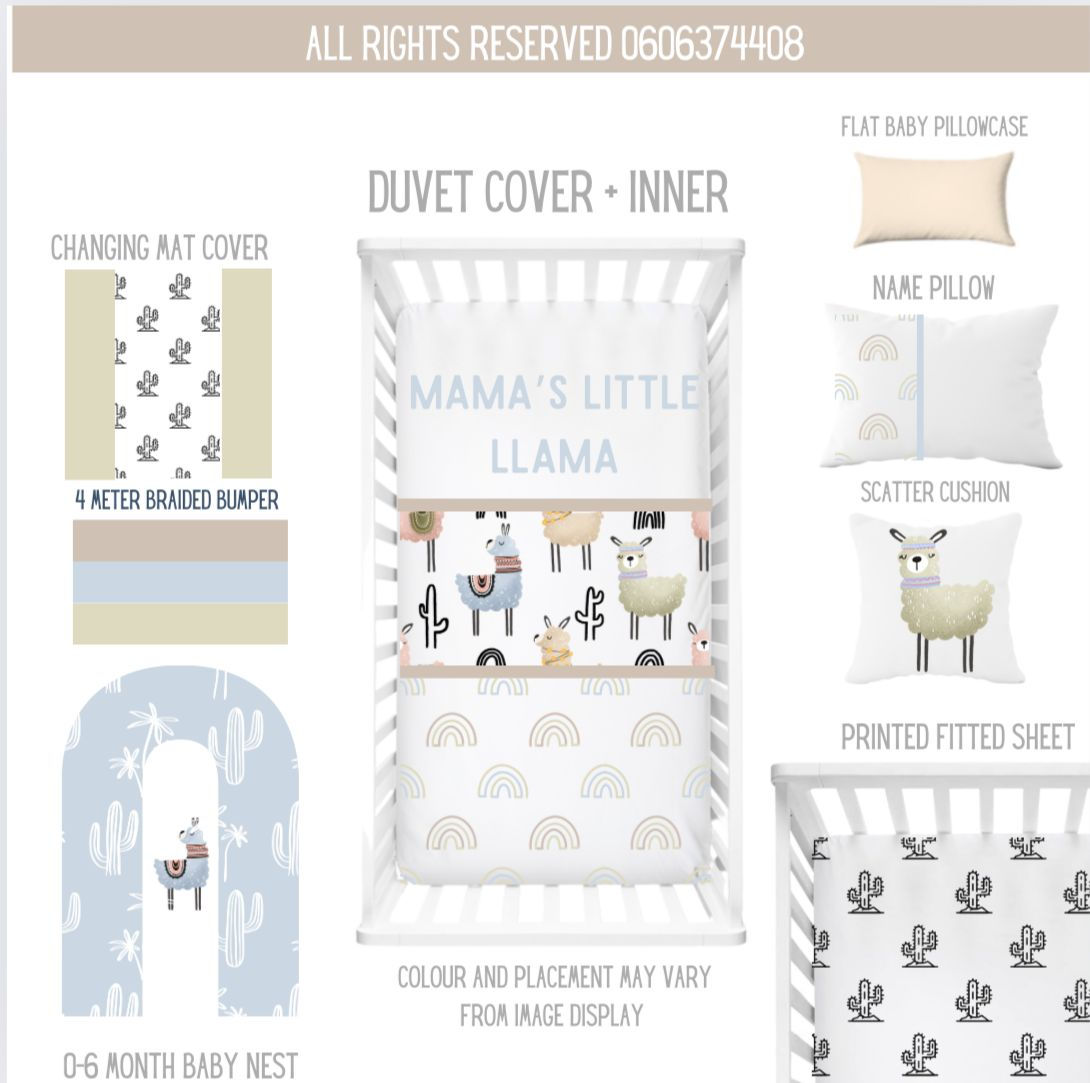 No Drama Llama - A fun and playful nursery set featuring a carefree llama design with cheerful, vibrant accents. Perfect for adding a touch of whimsy and charm to your little one’s space. Crafted with high-quality materials for comfort and durability, this set is a delightful choice for any nursery or a thoughtful gift for new parents.