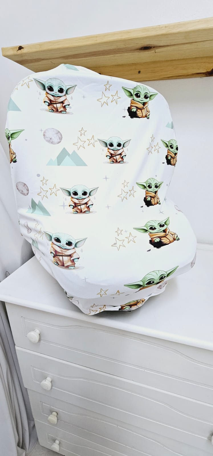 Thumbnail: Star Wars Baby Yoda - An irresistibly cute nursery set featuring the beloved Baby Yoda (Grogu) design. Perfect for little Star Wars fans, this set combines playful charm with soft, soothing tones to create a cozy and galactic-themed space. Made with premium materials for lasting comfort and style, it’s a stellar choice for any nursery or a thoughtful gift for Star Wars-loving parents."