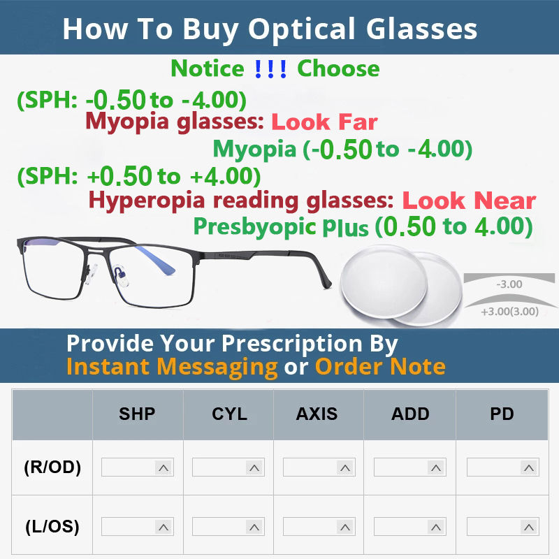 Thumbnail: Men Prescription Glasses Optics Lenses  Reading Glasses Women Blue Light Blockin
