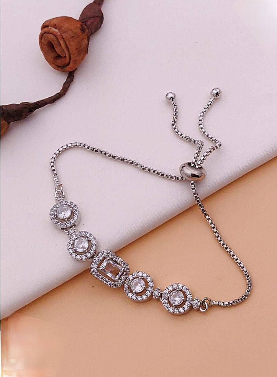Thumbnail: American diamond adjustable bracelet 