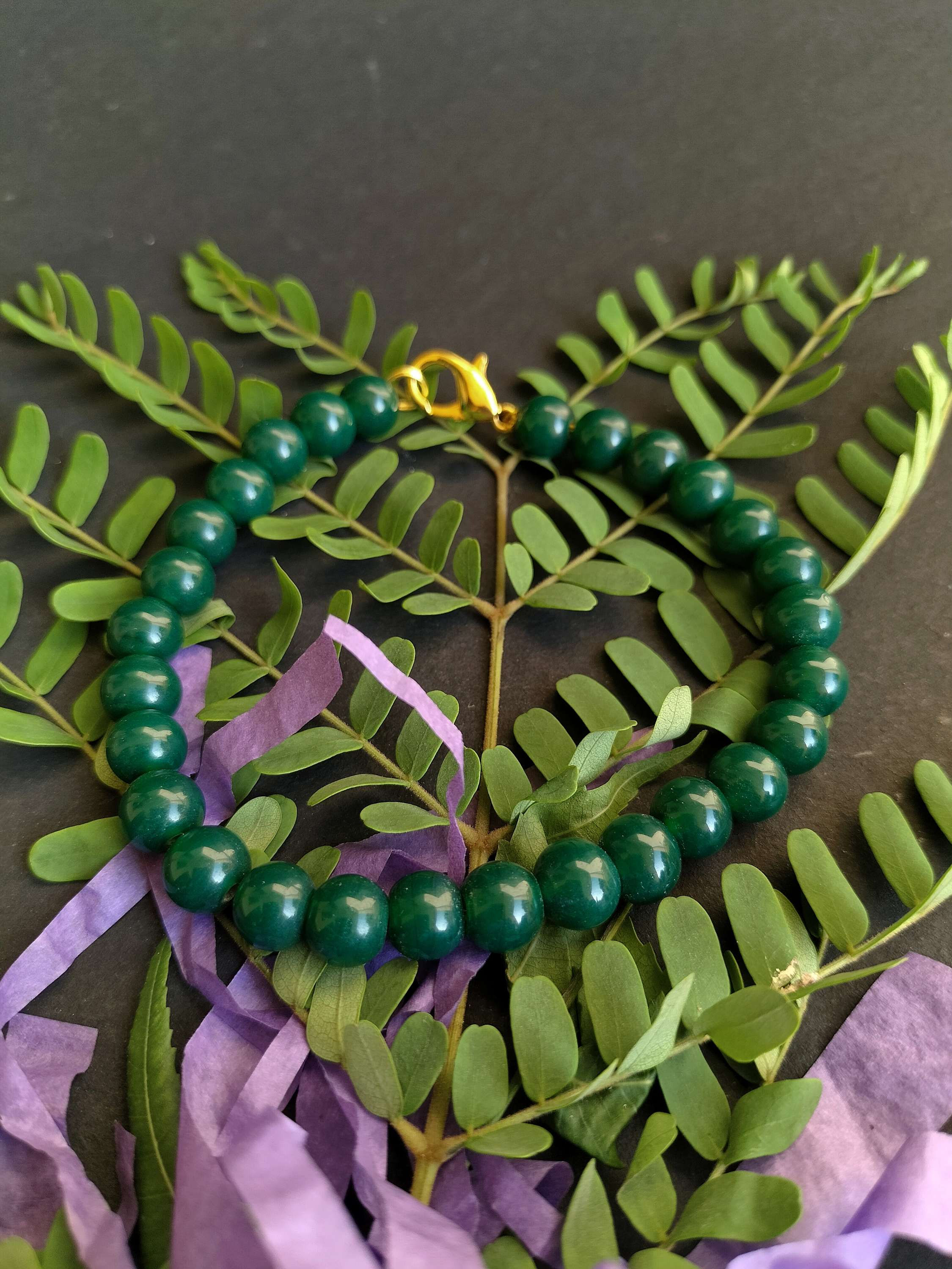 Handmade glass bead bracelet.