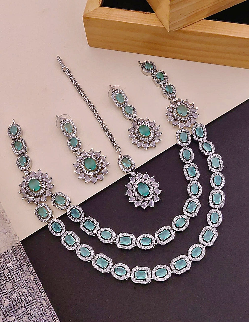 Thumbnail: American diamond necklace set 